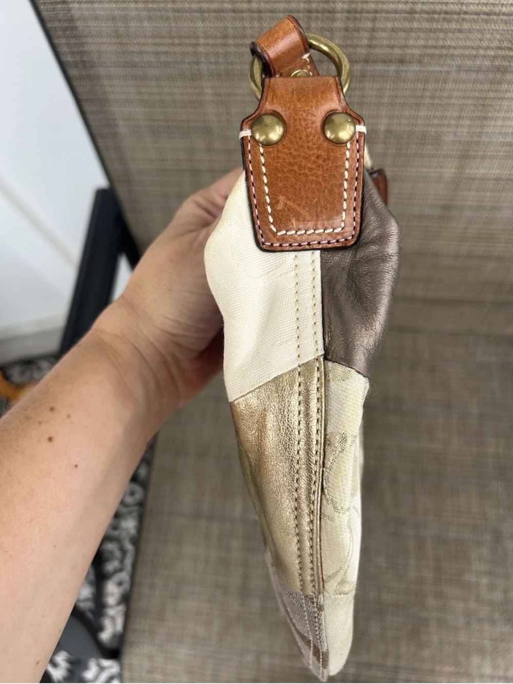 Rare Vintage Coach Y2K Patchwork Leather Trim Hobo Ba… - Gem
